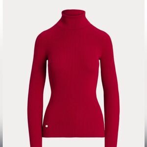 Ralph Lauren black label red fitted ribbed turtleneck L